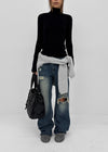 [MADE] Lemarty Button Turtleneck Long Sleeve Tee