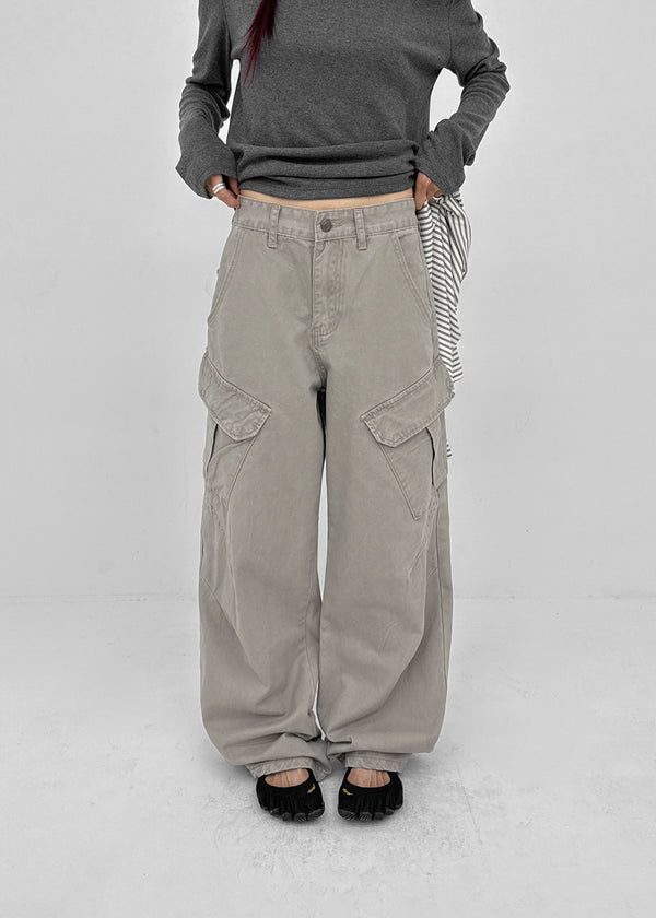 Decant washed wide cargo pants