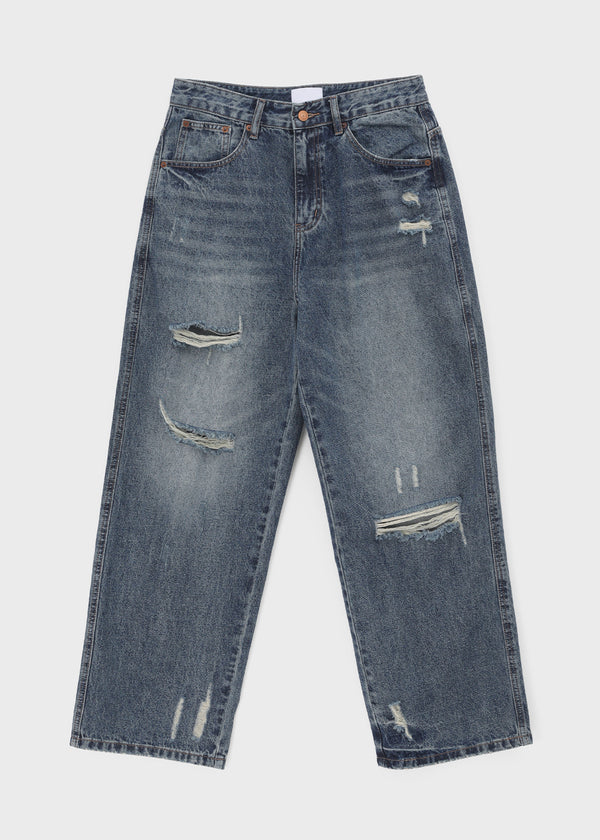 (UNISEX) Caval Damaged Wide Denim Pants