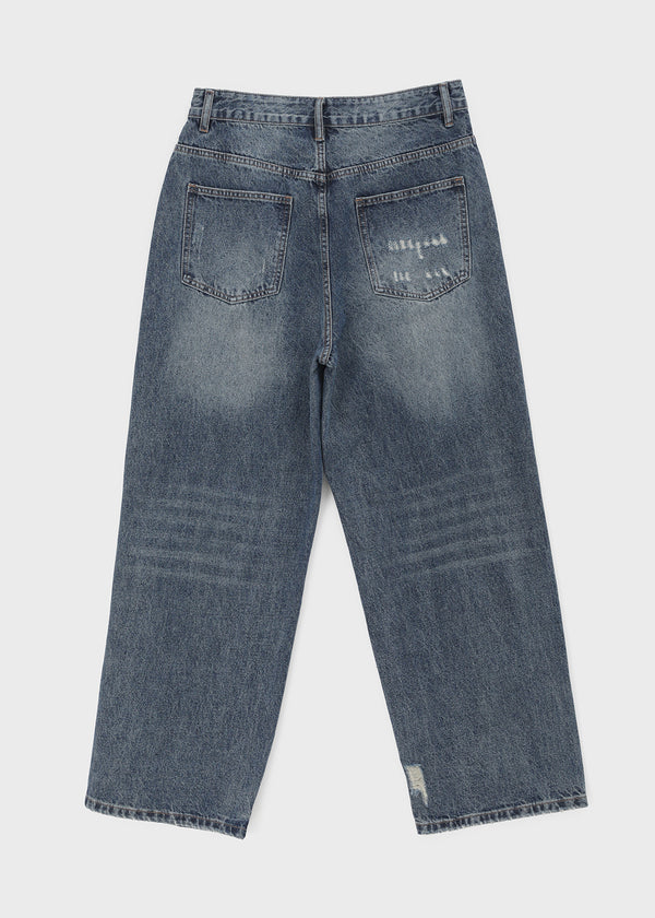 (UNISEX) Caval Damaged Wide Denim Pants