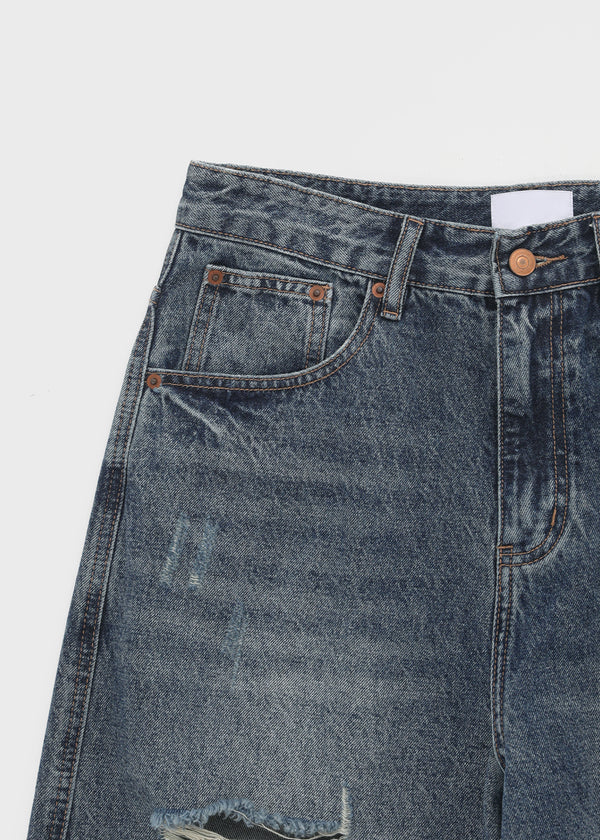 (UNISEX) Caval Damaged Wide Denim Pants