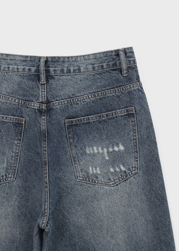 (UNISEX) Caval Damaged Wide Denim Pants