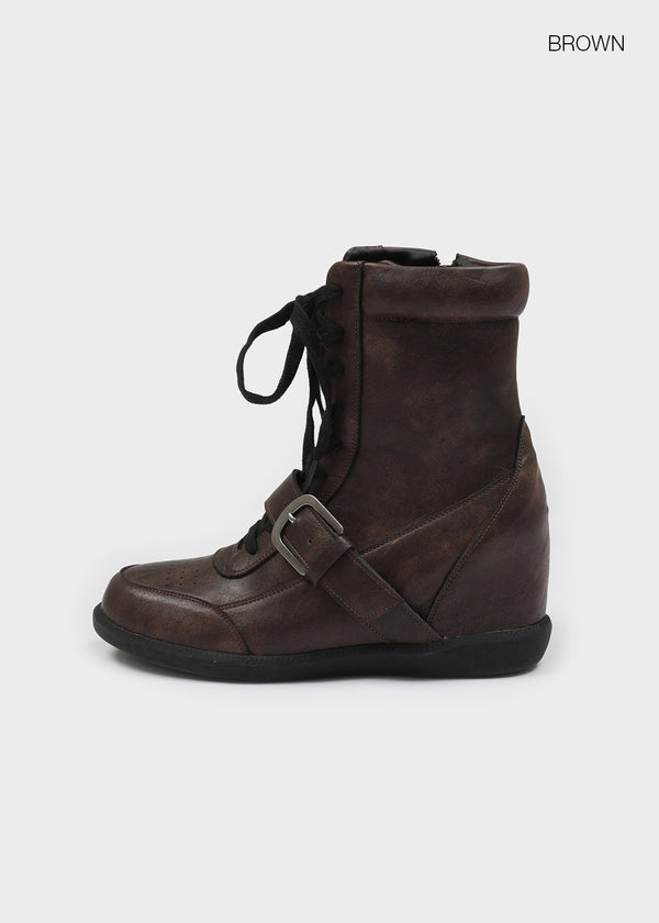 Sens Buckle Lace-up Mid-calf Boots