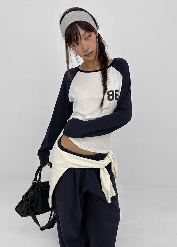 Keshi Lettering Raglan Long Sleeve T-shirt
