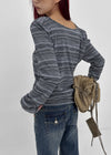 [MADE] Polish Stripe Deep U-Neck Long Sleeve Tee