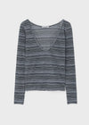 [MADE] Polish Stripe Deep U-Neck Long Sleeve Tee