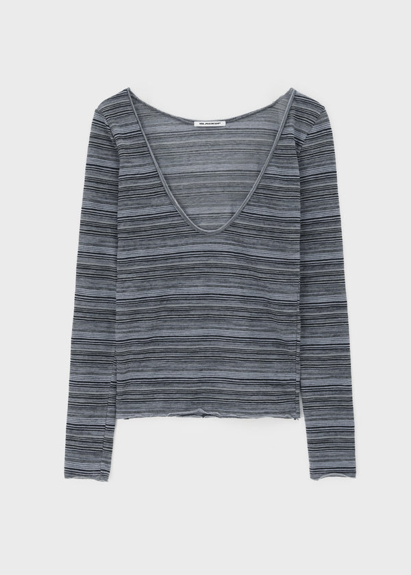 [MADE] Polish Stripe Deep U-Neck Long Sleeve Tee