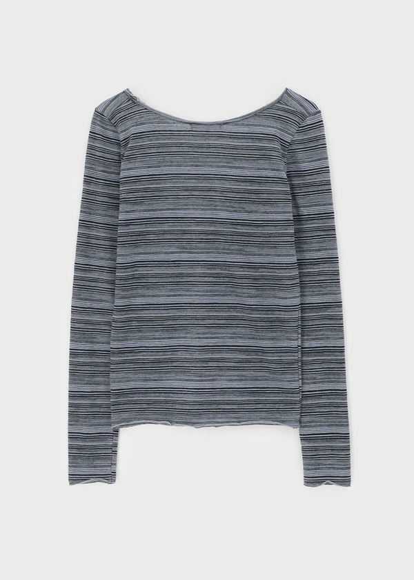 [MADE] Polish Stripe Deep U-Neck Long Sleeve Tee