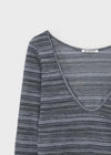 [MADE] Polish Stripe Deep U-Neck Long Sleeve Tee