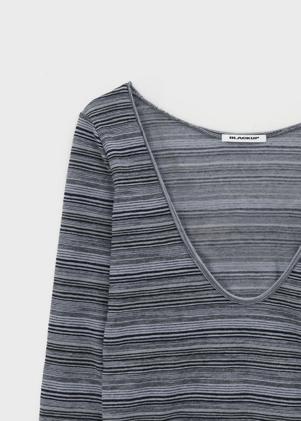 [MADE] Polish Stripe Deep U-Neck Long Sleeve Tee