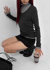 Clef V-neck Ribbed Wool Knit