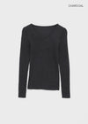 Clef V-neck Ribbed Wool Knit