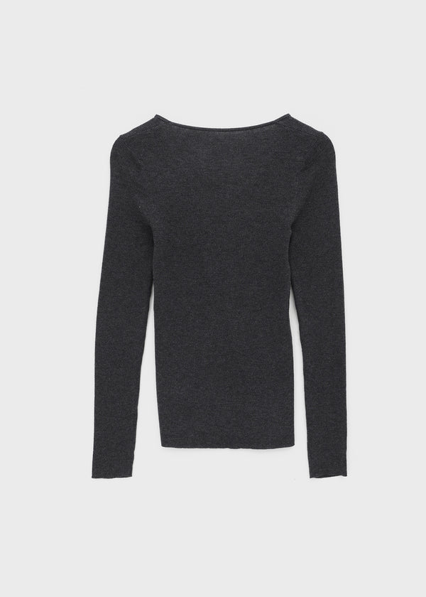 Clef V-neck Ribbed Wool Knit