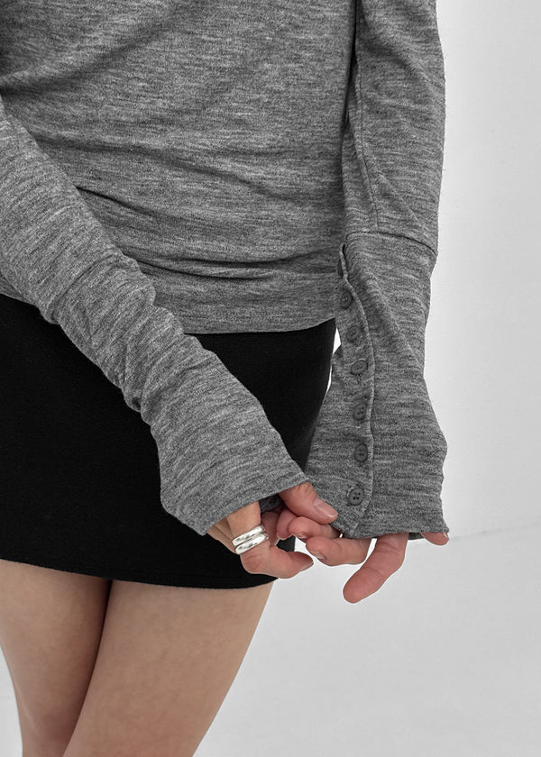[MADE] Lemarty Button Turtleneck Long Sleeve Tee