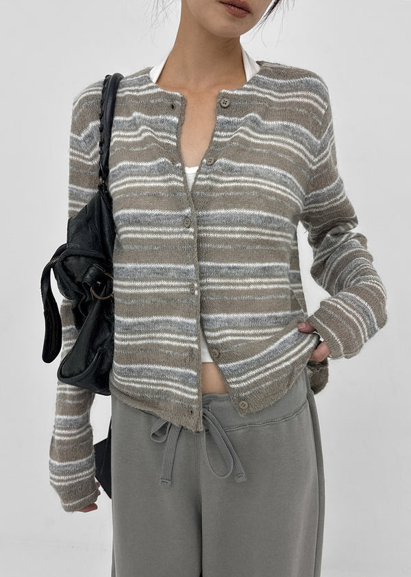 Gott Striped Wool Knit Cardigan