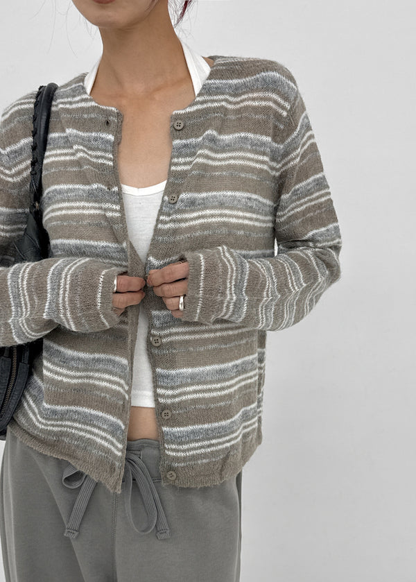 Gott Striped Wool Knit Cardigan