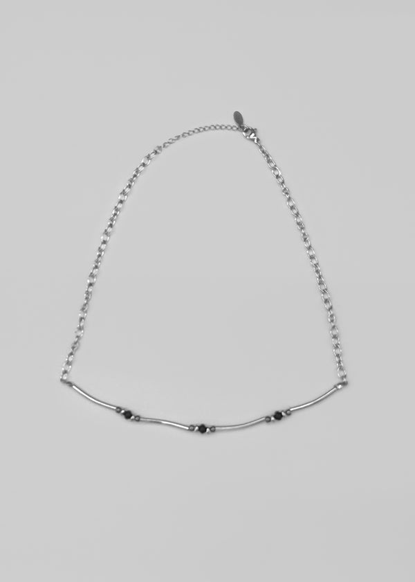 Lemton Silver Bar Bead Necklace