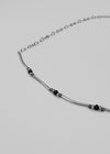 Lemton Silver Bar Bead Necklace