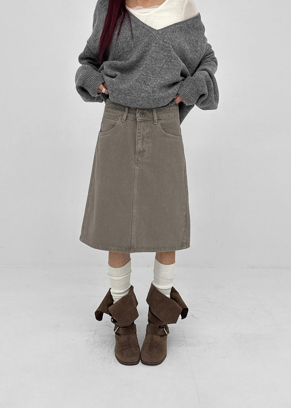 Dizzy Cotton Midi Skirt (Belt Set)