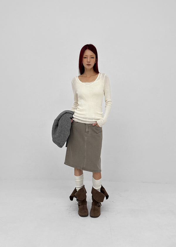 Dizzy Cotton Midi Skirt (Belt Set)