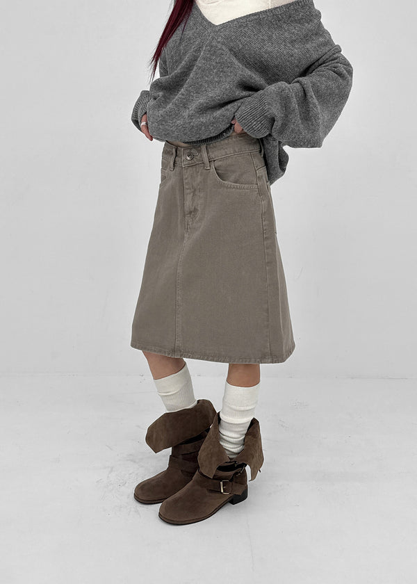 Dizzy Cotton Midi Skirt (Belt Set)