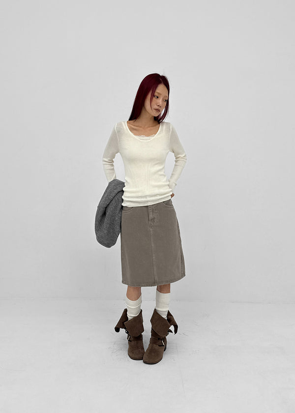 Dizzy Cotton Midi Skirt (Belt Set)