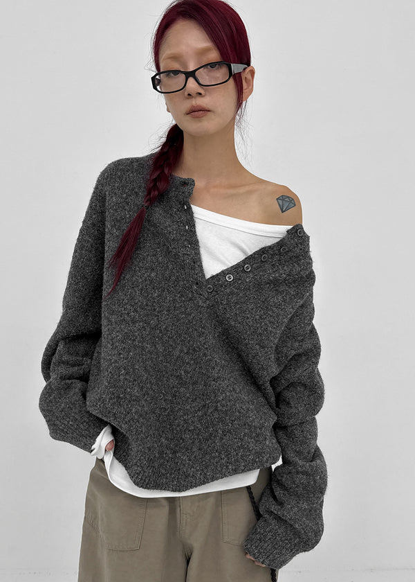 [MADE] Furd Loose Fit Henley Neck Knit