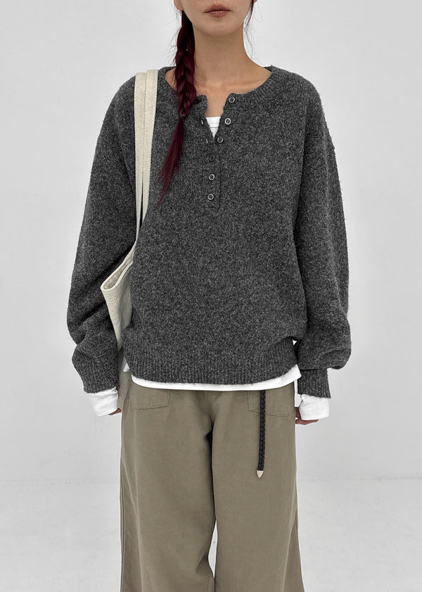 [MADE] Furd Loose Fit Henley Neck Knit