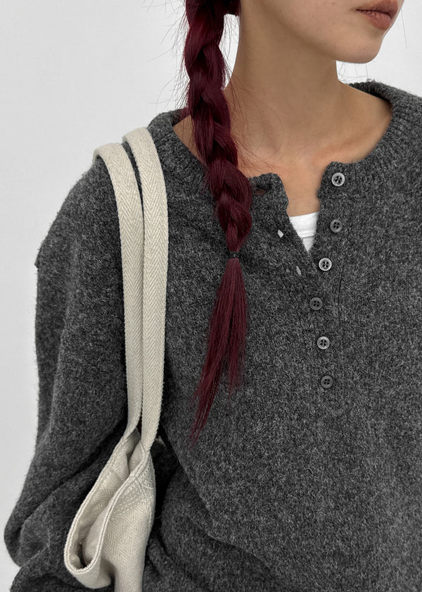 [MADE] Furd Loose Fit Henley Neck Knit