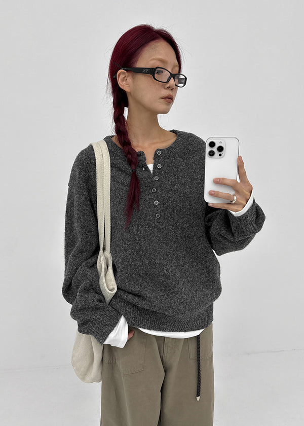 [MADE] Furd Loose Fit Henley Neck Knit