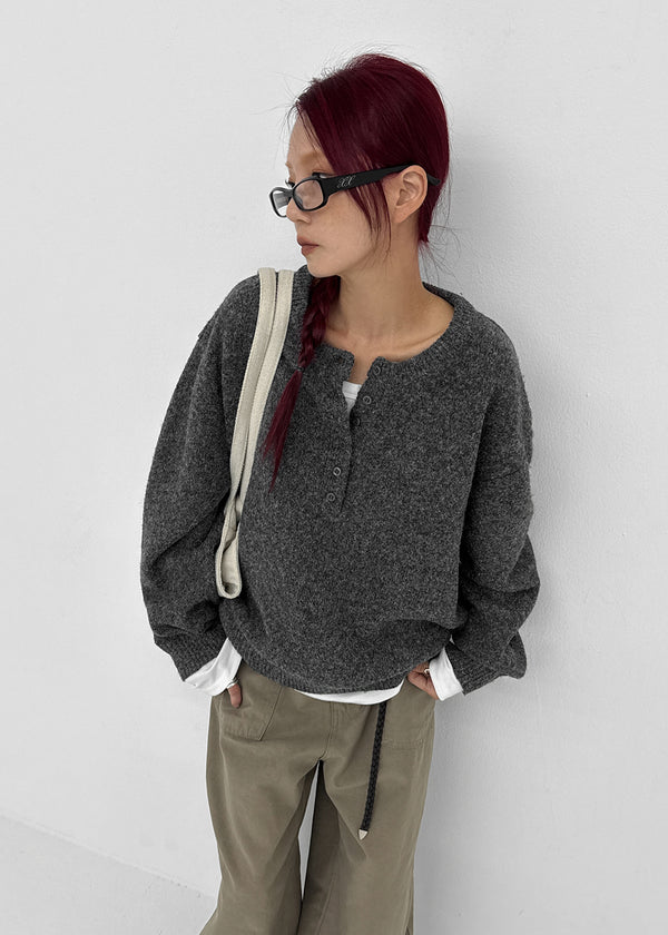 [MADE] Furd Loose Fit Henley Neck Knit