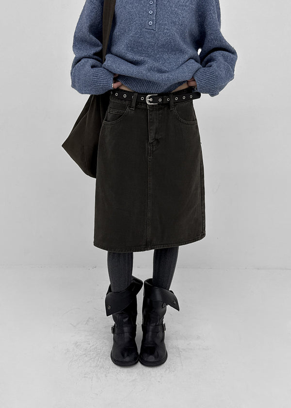 Dizzy Cotton Midi Skirt (Belt Set)