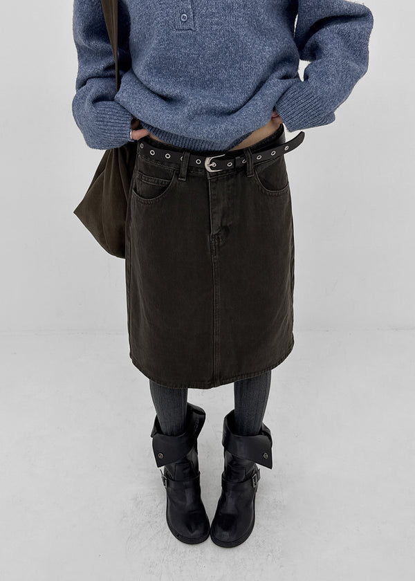 Dizzy Cotton Midi Skirt (Belt Set)