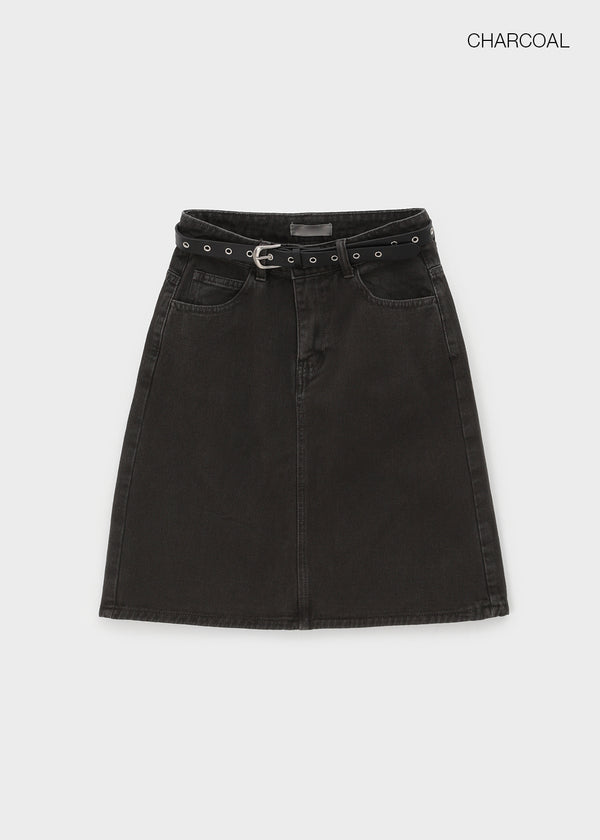 Dizzy Cotton Midi Skirt (Belt Set)