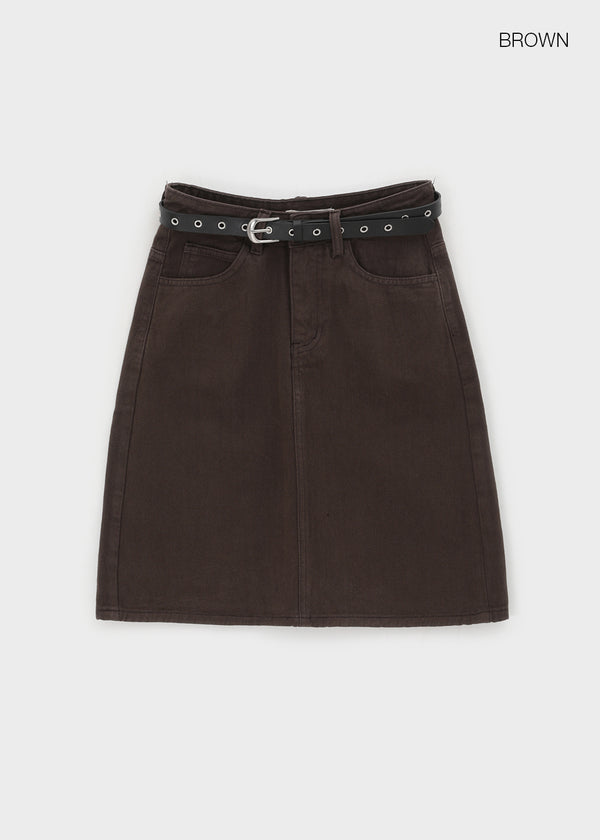 Dizzy Cotton Midi Skirt (Belt Set)