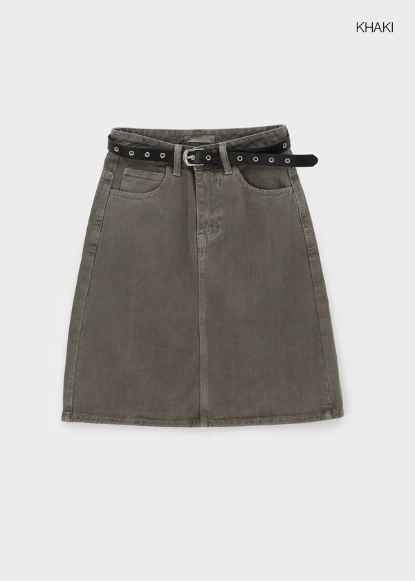 Dizzy Cotton Midi Skirt (Belt Set)