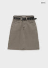Dizzy Cotton Midi Skirt (Belt Set)