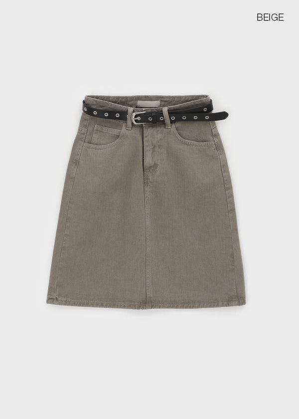 Dizzy Cotton Midi Skirt (Belt Set)