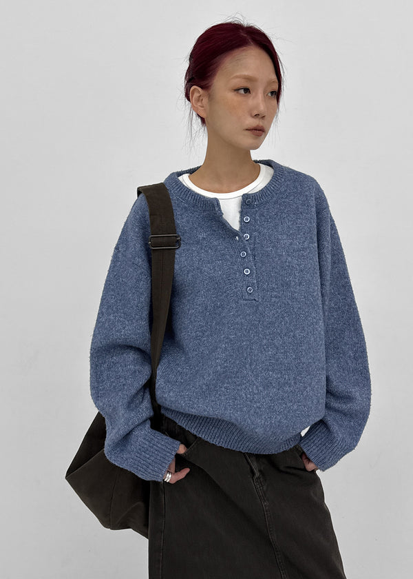 [MADE] Furd Loose Fit Henley Neck Knit