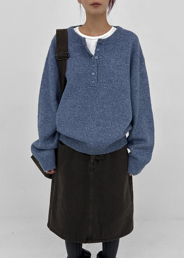 [MADE] Furd Loose Fit Henley Neck Knit