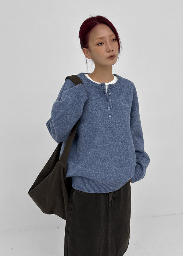 [MADE] Furd Loose Fit Henley Neck Knit