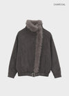 [MADE] Muer High-Neck Fur Padded Shearling Jacket