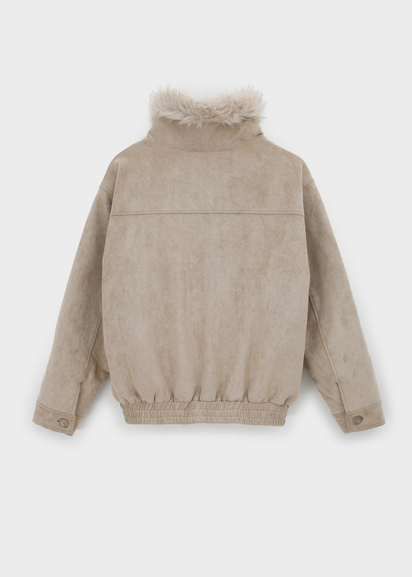 [MADE] Muer High-Neck Fur Padded Shearling Jacket