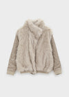 [MADE] Muer High-Neck Fur Padded Shearling Jacket