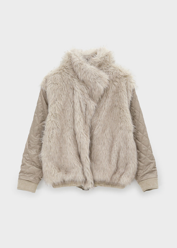 [MADE] Muer High-Neck Fur Padded Shearling Jacket