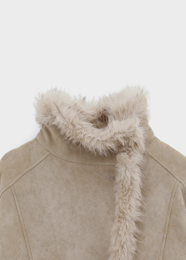 [MADE] Muer High-Neck Fur Padded Shearling Jacket