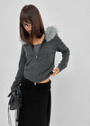 [MADE] Furicle Fur-Trimmed Knit Zip-Up Hoodie