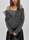 [MADE] Furicle Fur-Trimmed Knit Zip-Up Hoodie