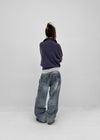 (UNISEX) Pichel Double Back Pocket Wide Denim Pants