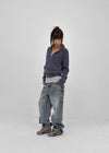 (UNISEX) Pichel Double Back Pocket Wide Denim Pants